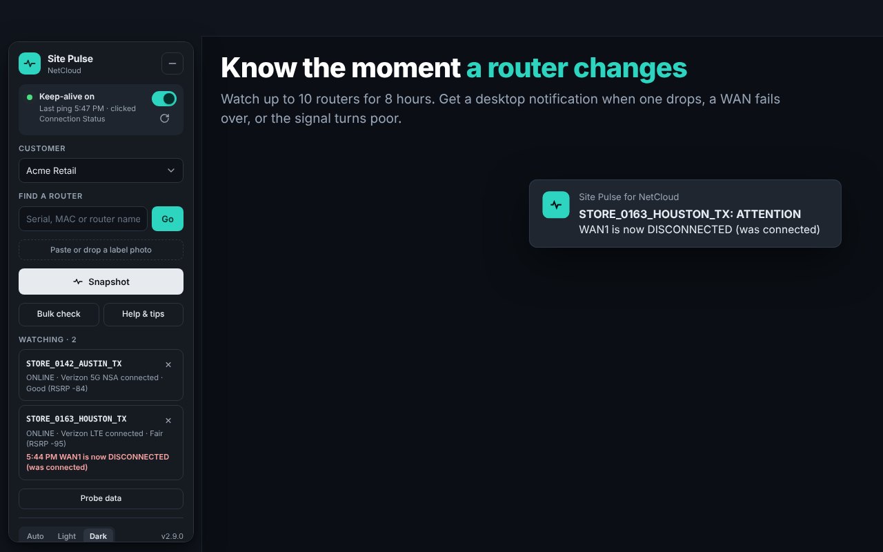 Watch mode with a desktop notification